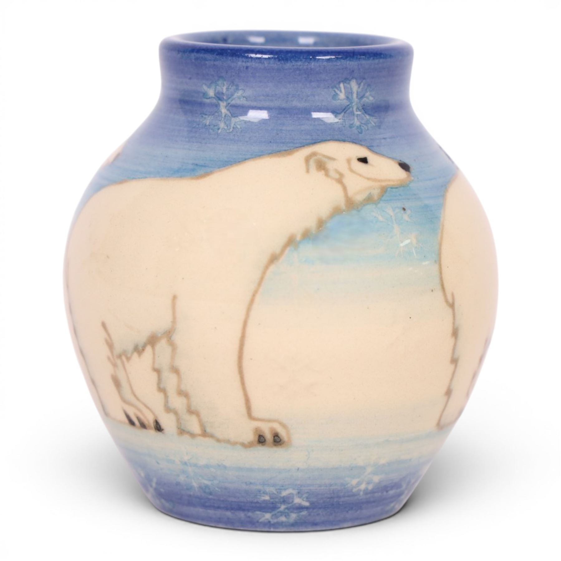 Dennis China Works miniature vase, decorated with polar bears, H9cm