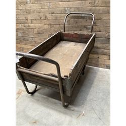 Vintage metal and wooden trolley cart