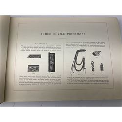 Balaschoff & Herbillon: L'Armee Allemande Sous L'Empereur Guillaume II. 1890 Paris. Forty-five laid-in chromolithograph plates together with numerous text illustrations. Oblong folio. Full moroccan leather and gilt binding with painted English Royal Crest to front cover and a.e.g.