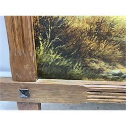 Horst Baumgart (German 1932-): Thatched Cottage II, oil on canvas signed 48cm x 98cm in cruciform oak Oxford frame