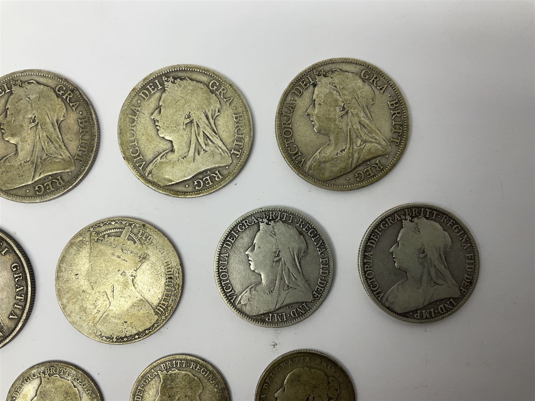 Approximately 210 grams of Great British pre 1920 silver coins, including George IIII 1822 crown, Queen Victoria 1884, 1888, 1894, 1897 and two 1902 halfcrowns etc