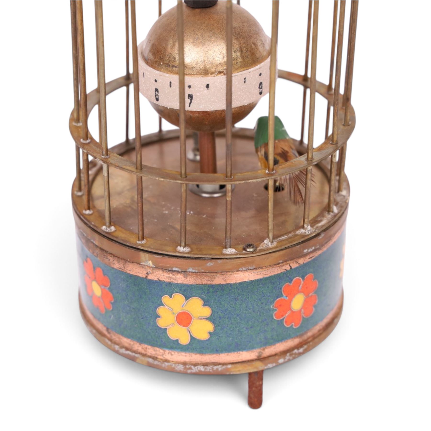 Modern bird cage automaton clock, with clockwork movement, H19cm