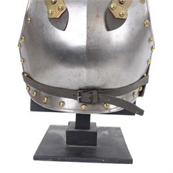 Napoleonic Belgium Cuirassier breast and back plate, circa 1814, with raised medial ridge and shallow apron, rolled edge and brass studded decoration, the shoulder chains secured by chest studs, H40cm