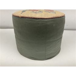 1950s/60s Palitoy 'Bill & Ben The Flower Pot Men' glove puppet; boxed; and 'The Flower Pot Men' vinyl drum shaped foot-stool/pouffe depicting Bill & Ben with sweeping brushes (2)