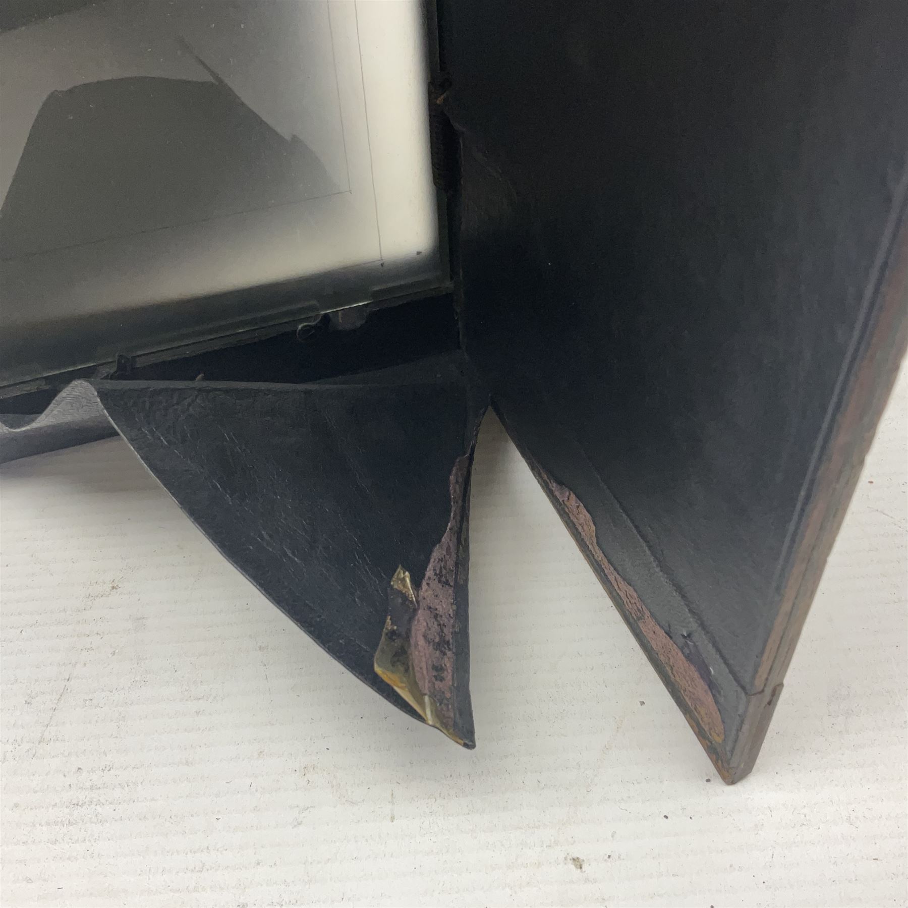 Sanderson Koilos folding plate camera in mahogany and lacquered brass, with 'Ensign Anastigmat Series IV No 2' lens, serial no 173998, with original leather case