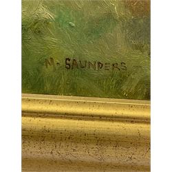 Michelle Saunders (British 1963-): 'Moorings Upper Esk', oil on board signed, titled verso 29cm x 39.5cm