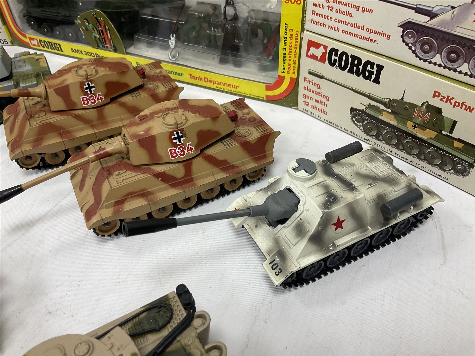 Corgi - eleven military models comprising three x 900, three x 901, four x 905 & 908; all boxed; together with nine unboxed models (18)