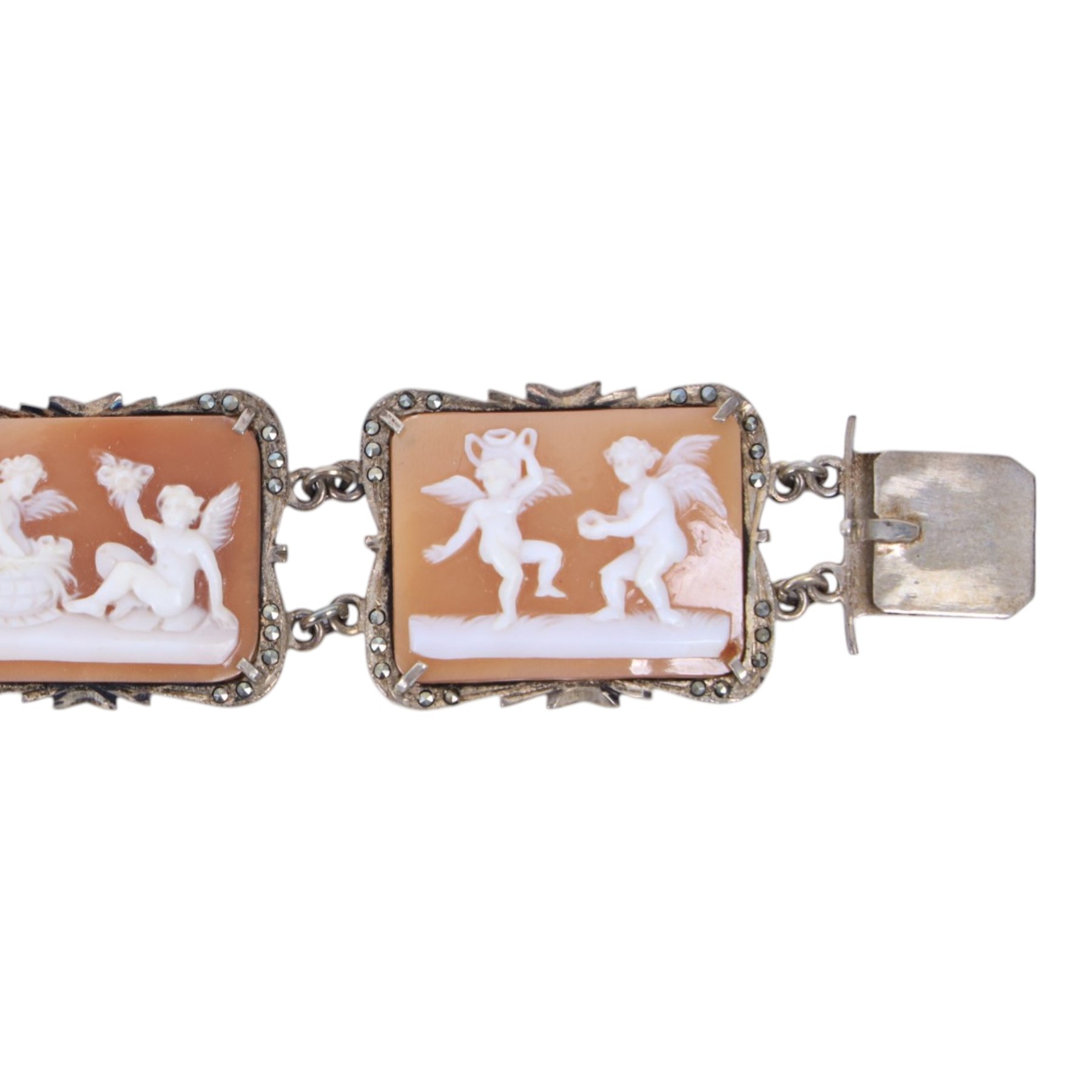 9ct gold cased ladies wristwatch, on rolled gold bracelet, together with a 15ct gold propelling pencil, gold plated compass, silver marcasite cameo bracelet and gold plated cross pendant propelling pencil