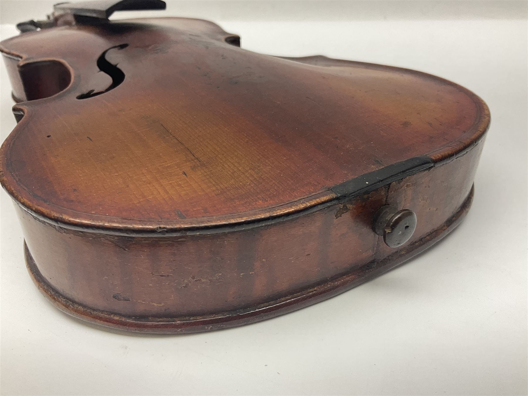 Saxony violin c1890 with 35.5cm two-piece maple back and ribs and spruce top L59cm overall; in carrying case