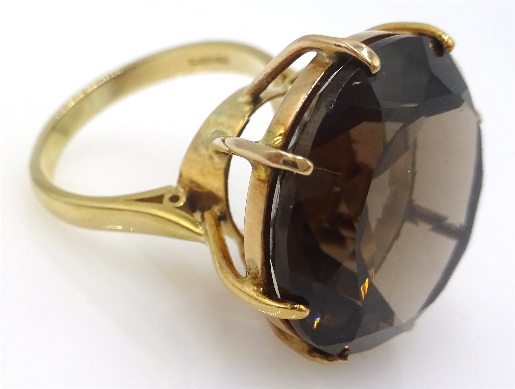 9ct gold large smoky quartz ring hallmarked - Jewellery, Silver, Clocks
