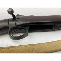 Lee Enfield SMLE .303 No.4 Mk.1* bolt action rifle with 63.5cm barrel and original webbing sling; lacking magazine; No.75C8419; L111cm overall; deactivated to early specification so requires re-deactivation to modern standards SECTION 1 RFD ONLY