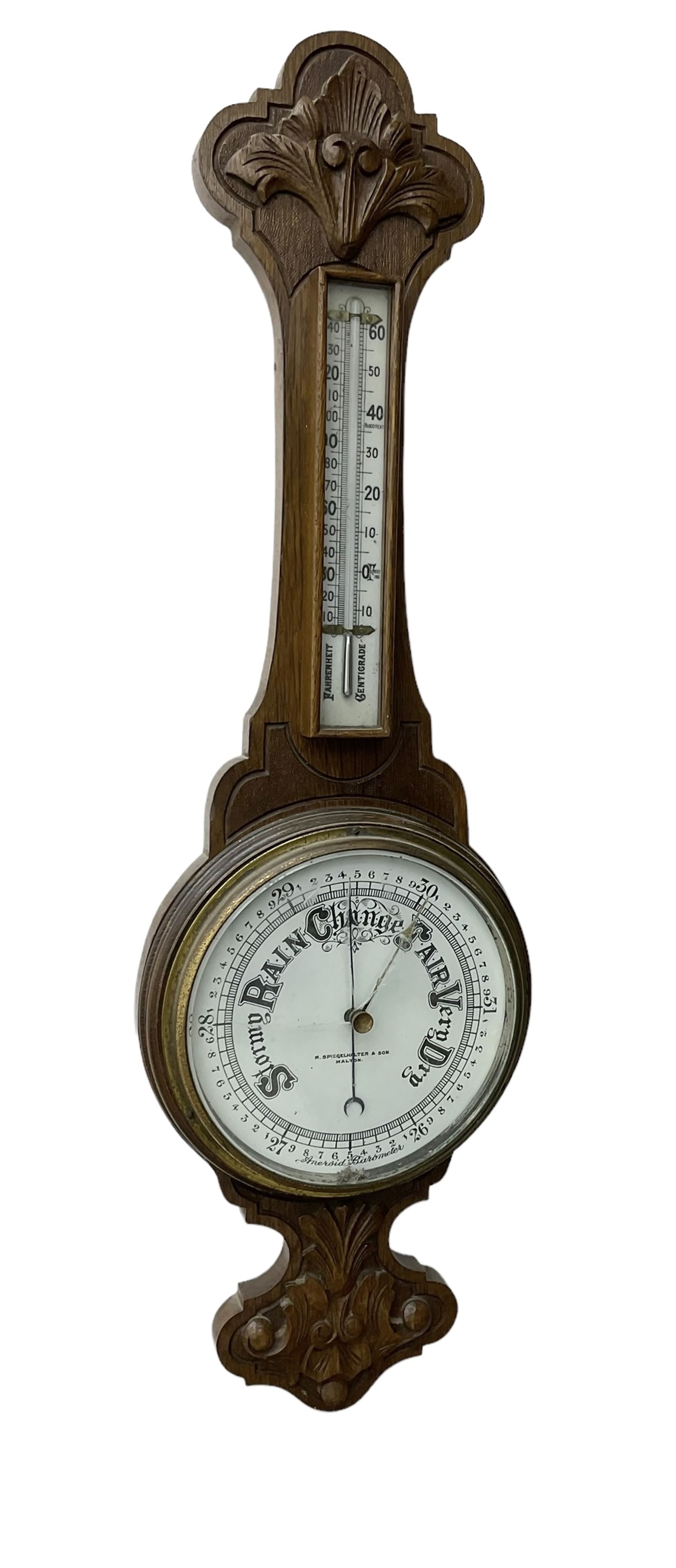1930’s Oak cased aneroid barometer.