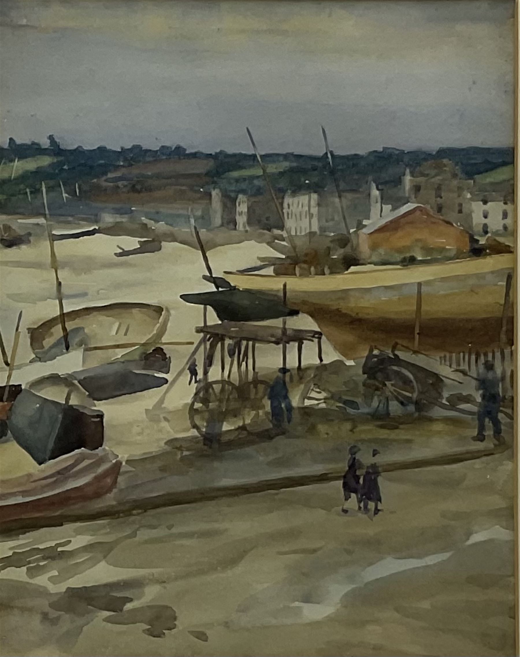 Thomas Cooper Gotch (Newlyn School 1854-1931): 'The Beach at Newlyn Cornwall', watercolour unsigned, titled verso 23cm x 18cm
Provenance: with The Fine Art Society, exh.March 1984 No.11636, label verso