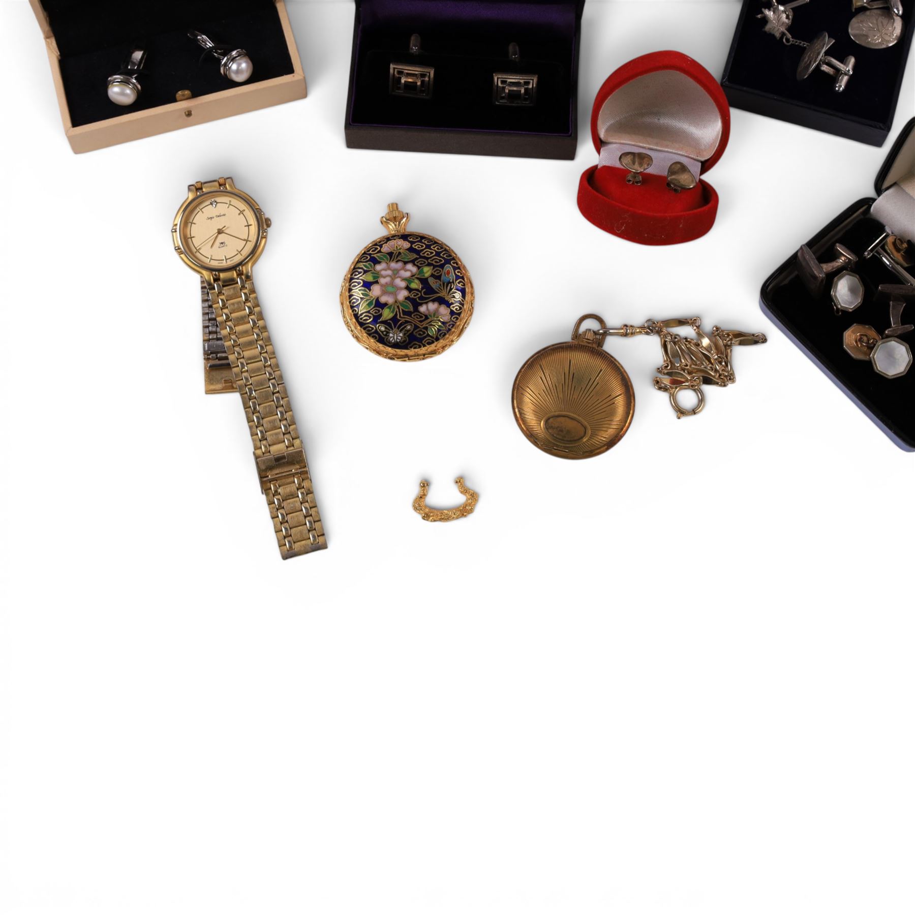 Tissot PR50 watch, boxed, together with silver heart earrings and a collection of cufflinks