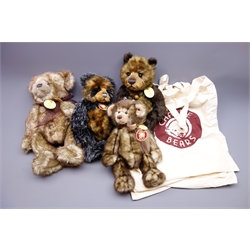  Four Charlie Bears designed by Isabelle Lee - 'Jeremy', 'Gareth', 'Harris' and 'Stevie', all with carry bags  