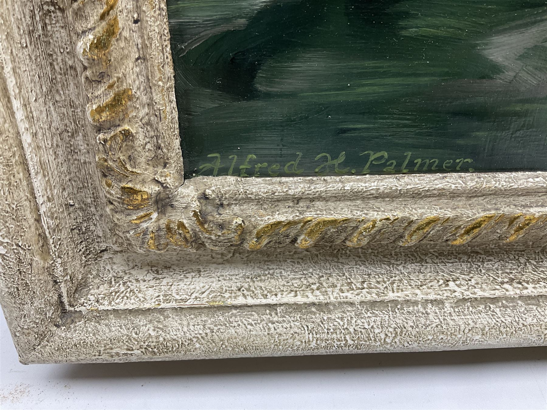 Alfred Hawkins Palmer (British 1905-1984): 'Anemones in a Kangxi Bowl', oil on board signed, titled and signed verso with artist's address 51cm x 61cm