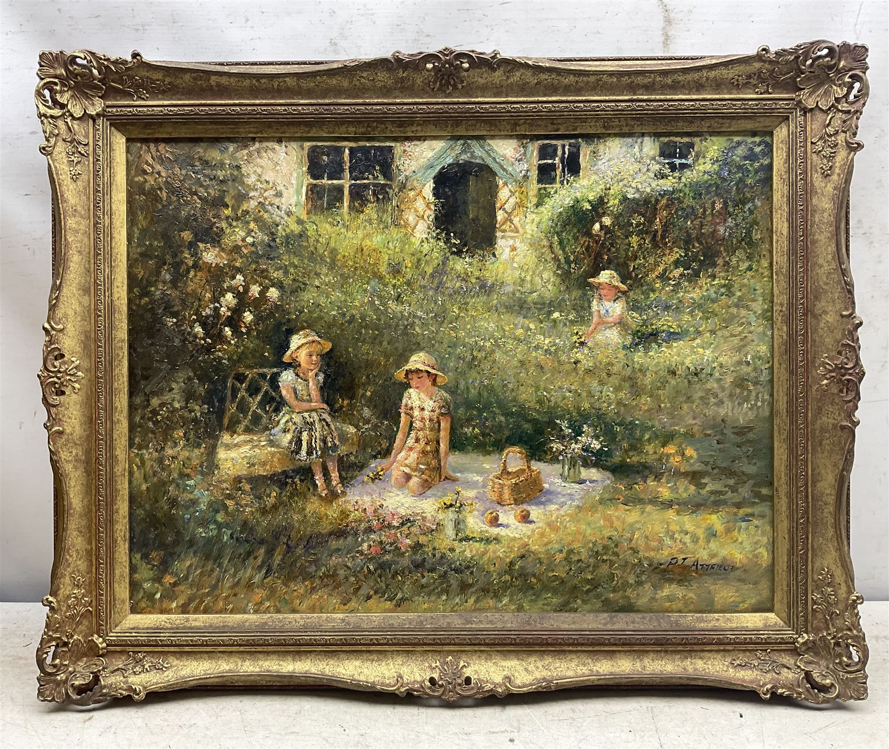 Paul J Attfield (British 1950-): Summer in the Garden, oil on canvas signed 44cm x 59cm