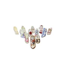 Collection of ceramic shoes, including examples Coalport, Aynsley, Royal Worcester, Mason's etc 