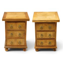 Barker & Stonehouse - pair of contemporary flagstone and mango wood bedside chests, the re...