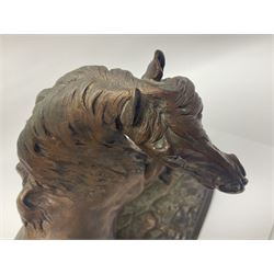 After P J Mene, bronze figure of a horse on a stepped oval base, H31cm 