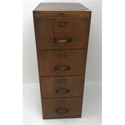  Abbess vintage oak filing cabinet, four drawers, W49cm, H130cm, D66cm  