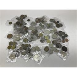 World coins, including a Mexico Fernando VII 1812 1/2 Real coin, and others from Portugal, Great Britain, Germany, Italy etc, mostly housed in plastic pouches