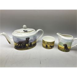 Danbury Mint Black Labradors by John Silver teaset for six, comprising teapot, open sucrier, milk jug, and six mugs, in one box