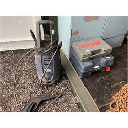 Bosch planer and Bosch jigsaw, cased; and a MacAllister pressure washer - THIS LOT IS TO BE COLLECTED BY APPOINTMENT FROM DUGGLEBY STORAGE, GREAT HILL, EASTFIELD, SCARBOROUGH, YO11 3TX