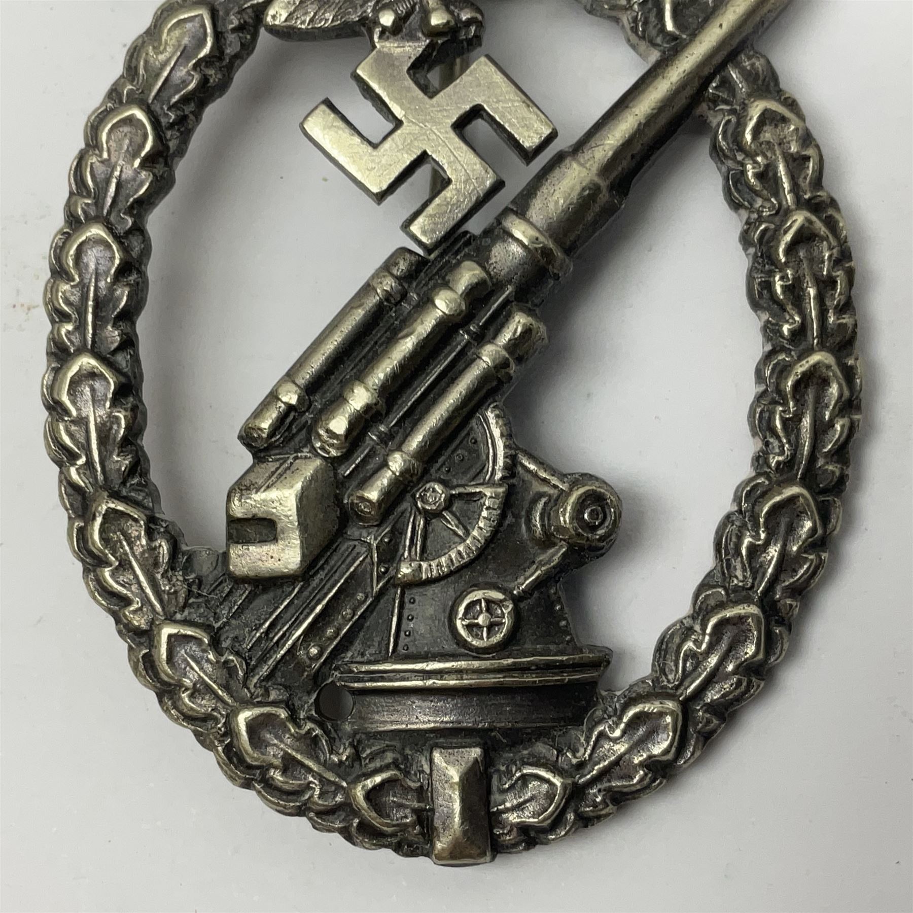WWII German Luftwaffe Flak badge, indistinct maker's mark stamped under pin