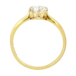 Early to mid 20th century diamond single stone ring, single old cut diamond of approx 0.65 carat, stamped 18ct