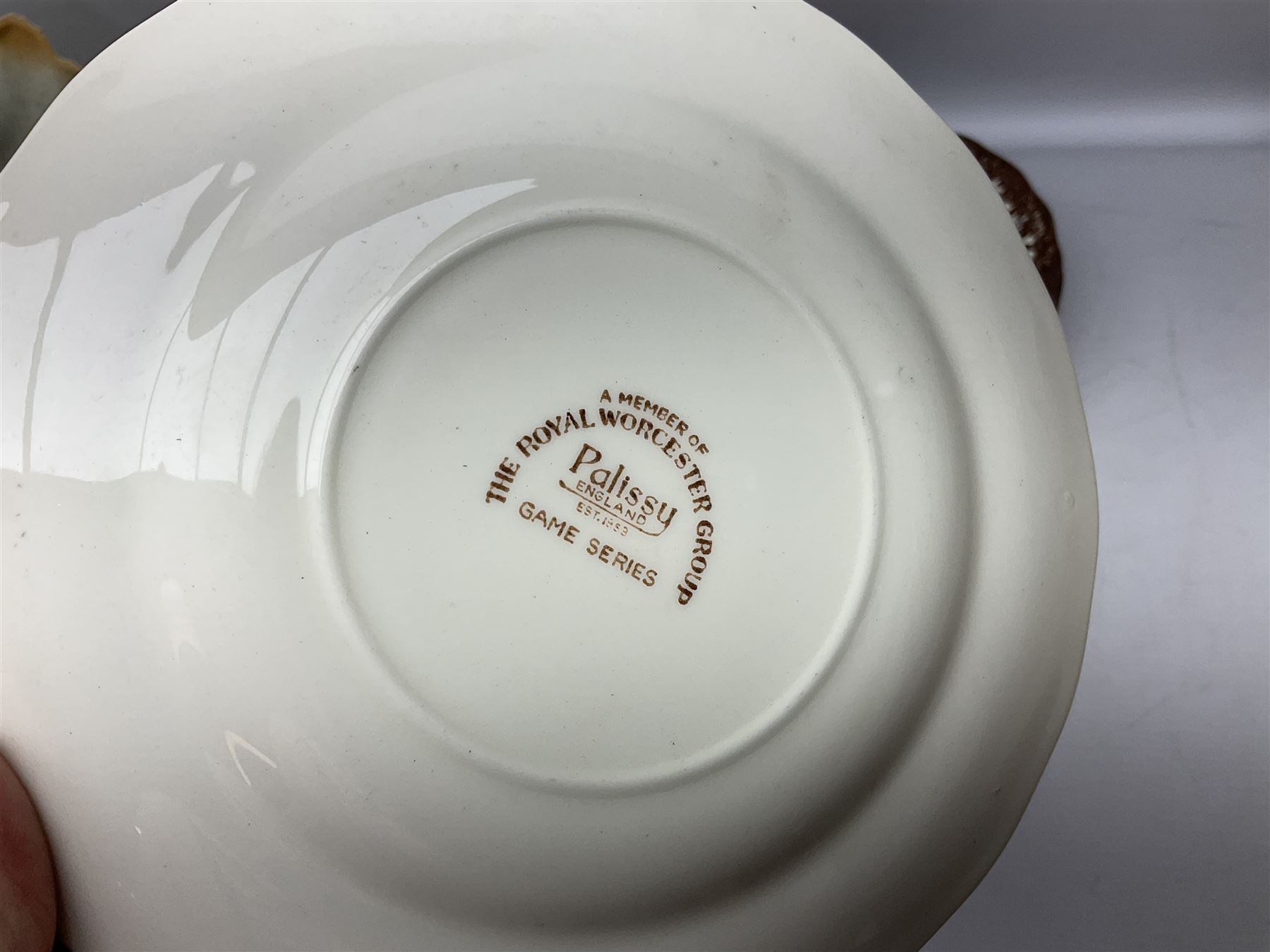 Sevres style vase and cover, the body of baluster form with scrolling gilt metal mounts printed with courting couple scene, together with copper lustre jug and quantity of Royal Worcester Palissy Game Series plates, quantity of Pendelfin figures etc, vase H44cm