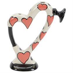 Two Lorna Bailey for Old Ellgreave Pottery vases/jug, comprising heart shaped jug with red heart decoration, and a Carnival pattern vase, tallest H25cm