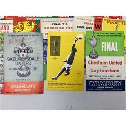 Football programmes - thirteen various England and England Youth matches 1953-77; European Cup Winners Cup Final May 19th 1965 TSV Munchen 1860 v West Ham; European Champions Club Cup Final May 29th 1968 Benfica (1) v Manchester United (4), the famous Bobby Charlton final; seven Wealdstone F.C. 1950-66 including London Senior Charity Cup Final May 10th 1952; Harrow Town Football Challenge Cup April 14th 1948; and eight F.A. Amateur Cup Finals and Semi-Finals plus three song sheets 1956-68 (34)