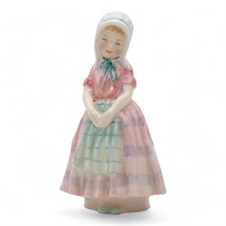 Six Royal Doulton figures comprising 'Jack' and 'Jill' HN2060 & HN2061, 'Once Upon a Time', 'Tootles', 'Miss Muffet' and 'Linda' (6)