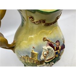 Crown Devon Fieldings George VI Coronation musical jug, with lion handle, no. 179 of an edition of 1500, H29cm