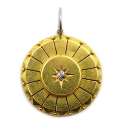  Victorian gold diamond set sun burst pendant with picture back  