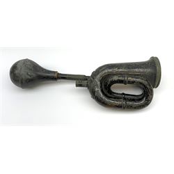 Vintage car horn, black painted finish, L44cm