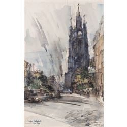 Harold Wharfe (Yorkshire 1916-1999): 'St Nicholas Cathedral - Newcastle upon Tyne', waterc...