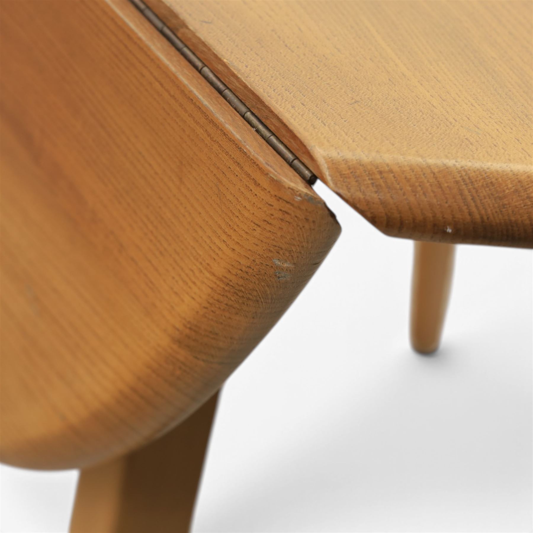 Ercol - model '384' light elm drop leaf table, on tapering legs