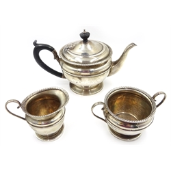  Silver three piece tea set Birmingham 1924 approx 18oz gross  