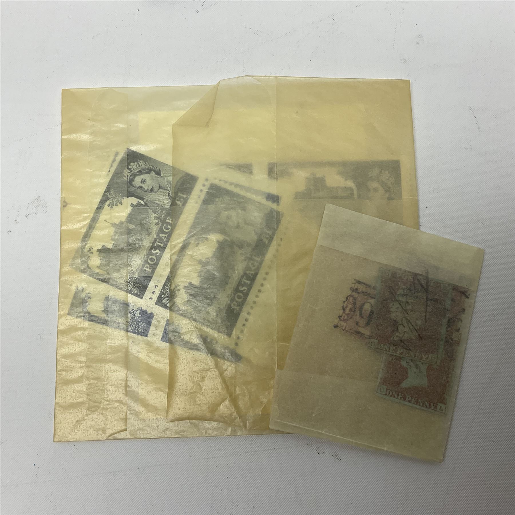 Mostly Great British Queen Victoria and later stamps, including imperf penny reds, 1841 two pence blues white lines added, imperf penny red on cover with 'More To Pay', half penny 'bantams', perf penny reds etc, in album, on pages and loose in packets