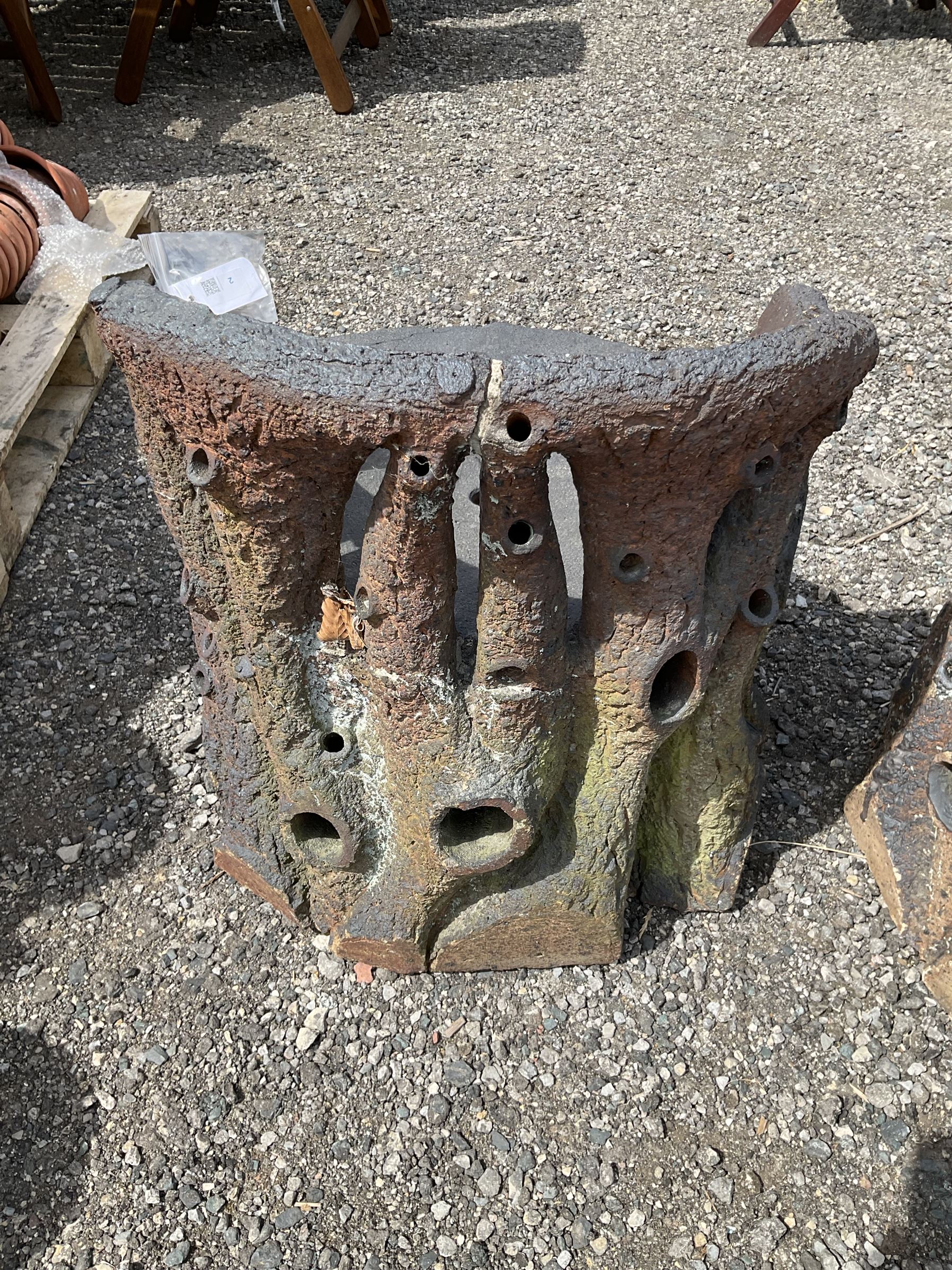 Pair of cast composite, log effect garden grotto chairs - THIS LOT IS TO BE COLLECTED BY APPOINTMENT FROM DUGGLEBY STORAGE, GREAT HILL, EASTFIELD, SCARBOROUGH, YO11 3TX