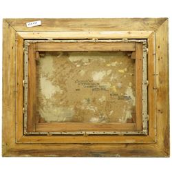 Australian School (Late 19th century): 'A Selector's Hut on Mr Stocks Selection - Croajingolong District - Gippsland Victoria - Australia', oil on canvas signed with monogram WHB, titled and dated 1885 verso 34cm x 44cm