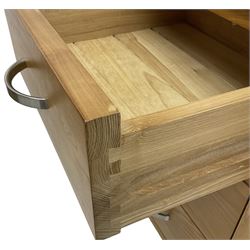 Light ash three drawer bedside chest