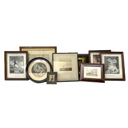 Victorian silhouette; after Josepha Reynolds 'A Bacchante', 19th century print; after John Hoppner pair 19th century colour prints, Frank Paton 'Not at Home', etching signed in pencil, together with etching, engraving and frame (9)