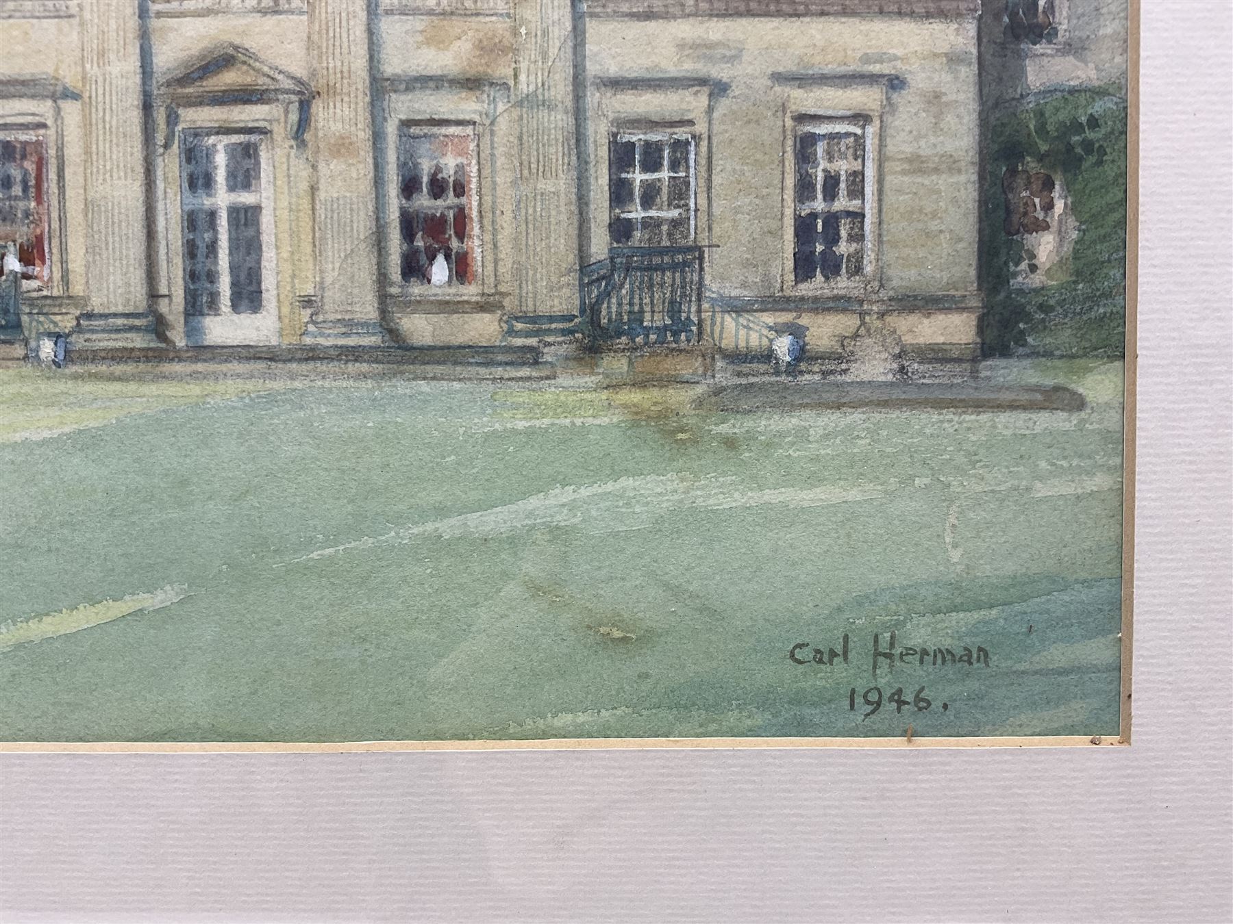 Carl Herman (Scarborough 1887-1955): Hackness Hall, watercolour signed and dated 1946, 30cm x 39cm