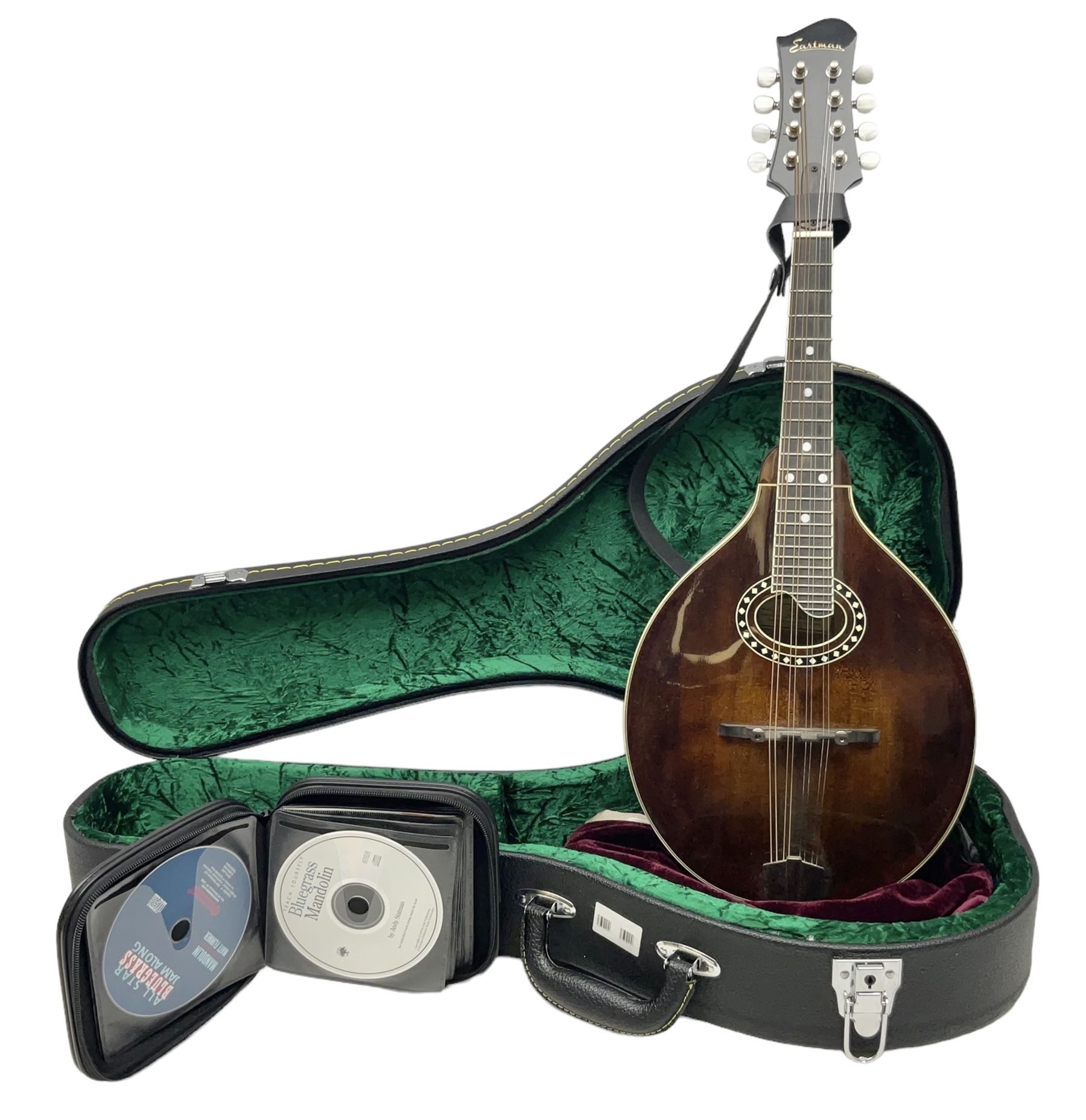 Eastman eight-string mandolin model MD504, serial no.140435406, L66cm; in TGI hard carrying case; together with case of instructional CDs