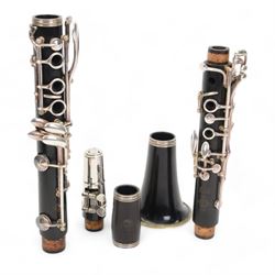 Henry Selmer Series 10G clarinet, wooden body with silver plated keys, in fitted hard case with velvet interior and soft carry case

