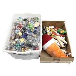 Quantity of Sunny Jim advertising soft toys, together with a quantity of Mcdonalds toys in two boxes