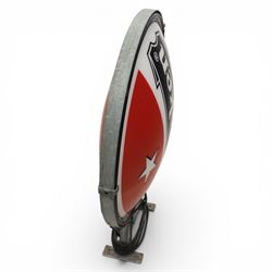 Heineken Bier Advertising sign - circular convex backlit logo, on cast metal bracket